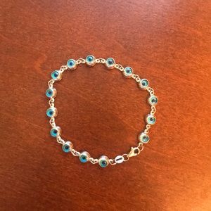 14k white gold evil eye bracelet